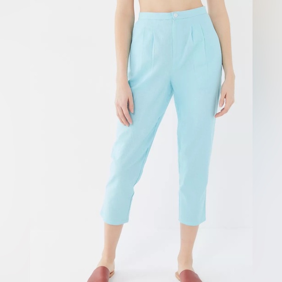 J. Jill Pale Turquoise Linen Trouser Elastic Waistband Pants - Picture 1 of 8